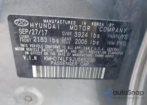 2018 Hyundai Elantra Se из США, поврежденный, VIN KMHD74LF9JU565230